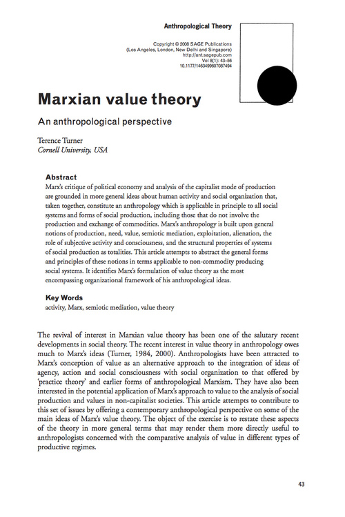 須崎読書会「第一回マルクスと人類学」Terrence Turner　‘Marxian Value Theory, an anthropological perspective’を読む