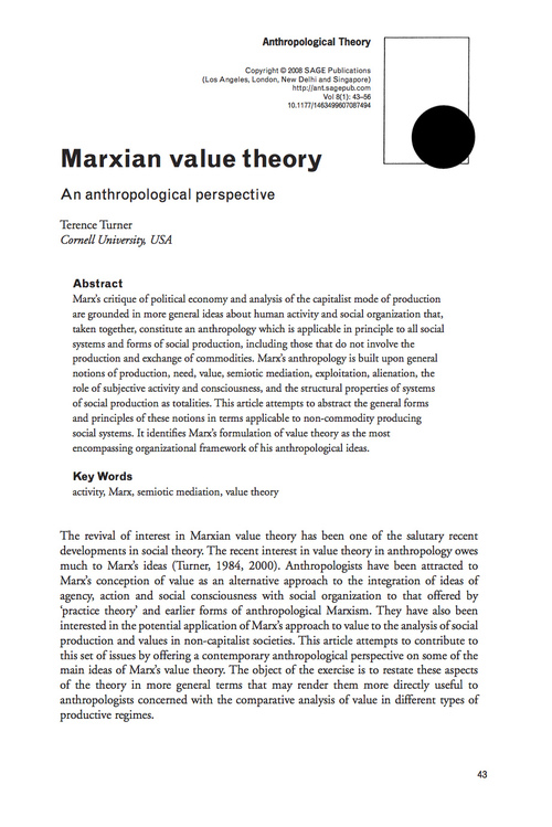 須崎読書会「第二回マルクスと人類学」Terrence Turner ‘Marxian Value Theory, an anthropological perspective’を読む