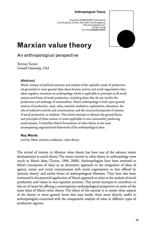 須崎読書会「第四回マルクスと人類学」Trrence Turner ‘Marxian Value Theory, an anthropological perspective’を読む